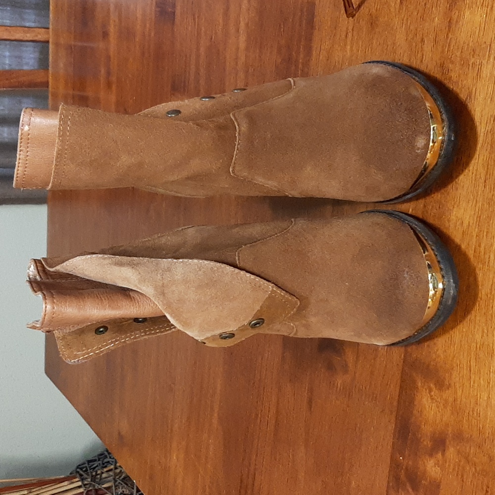 Brand new Brown Suede & leather Zip/Snap Boots